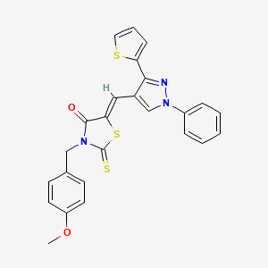 (5Z)-3-(4-methoxybenzyl)-5-{[1-phenyl-3-(thiophen-2-yl)-1H-pyrazol-4-yl]methylidene}-2-thioxo-1,3-thiazolidin-4-one - 