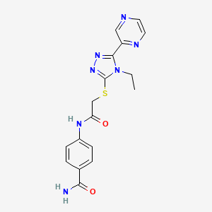 4-[({[4-ethyl-5-(pyrazin-2-yl)-4H-1,2,4-triazol-3-yl]sulfanyl}acetyl)amino]benzamide - 618427-28-4