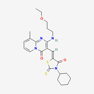 3-[(Z)-(3-cyclohexyl-4-oxo-2-thioxo-1,3-thiazolidin-5-ylidene)methyl]-2-[(3-ethoxypropyl)amino]-9-methyl-4H-pyrido[1,2-a]pyrimidin-4-one - 