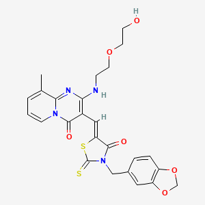 3-{(Z)-[3-(1,3-benzodioxol-5-ylmethyl)-4-oxo-2-thioxo-1,3-thiazolidin-5-ylidene]methyl}-2-{[2-(2-hydroxyethoxy)ethyl]amino}-9-methyl-4H-pyrido[1,2-a]pyrimidin-4-one - 