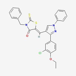 (5Z)-3-benzyl-5-{[3-(3-chloro-4-ethoxyphenyl)-1-phenyl-1H-pyrazol-4-yl]methylidene}-2-thioxo-1,3-thiazolidin-4-one - 