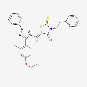 (5Z)-5-({3-[2-methyl-4-(propan-2-yloxy)phenyl]-1-phenyl-1H-pyrazol-4-yl}methylidene)-3-(2-phenylethyl)-2-thioxo-1,3-thiazolidin-4-one - 