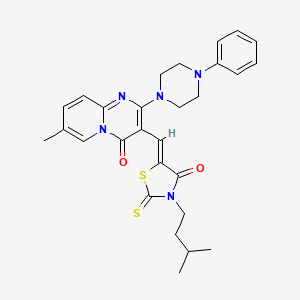 7-methyl-3-{(Z)-[3-(3-methylbutyl)-4-oxo-2-thioxo-1,3-thiazolidin-5-ylidene]methyl}-2-(4-phenylpiperazin-1-yl)-4H-pyrido[1,2-a]pyrimidin-4-one - 