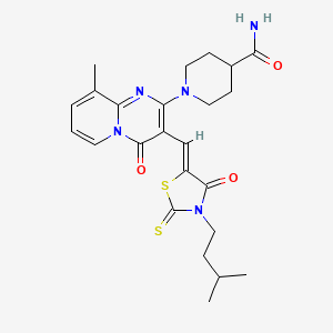 1-(9-methyl-3-{(Z)-[3-(3-methylbutyl)-4-oxo-2-thioxo-1,3-thiazolidin-5-ylidene]methyl}-4-oxo-4H-pyrido[1,2-a]pyrimidin-2-yl)piperidine-4-carboxamide - 