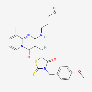 2-[(3-hydroxypropyl)amino]-3-{(Z)-[3-(4-methoxybenzyl)-4-oxo-2-thioxo-1,3-thiazolidin-5-ylidene]methyl}-9-methyl-4H-pyrido[1,2-a]pyrimidin-4-one - 