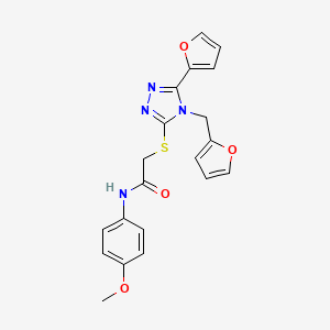 2-{[5-(furan-2-yl)-4-(furan-2-ylmethyl)-4H-1,2,4-triazol-3-yl]sulfanyl}-N-(4-methoxyphenyl)acetamide - 