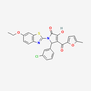 (4E)-5-(3-chlorophenyl)-1-(6-ethoxy-1,3-benzothiazol-2-yl)-4-[hydroxy(5-methylfuran-2-yl)methylidene]pyrrolidine-2,3-dione - 