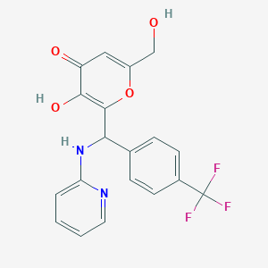 3-hydroxy-6-(hydroxymethyl)-2-{(pyridin-2-ylamino)[4-(trifluoromethyl)phenyl]methyl}-4H-pyran-4-one - 