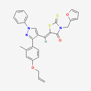 (5Z)-3-(furan-2-ylmethyl)-5-({3-[2-methyl-4-(prop-2-en-1-yloxy)phenyl]-1-phenyl-1H-pyrazol-4-yl}methylidene)-2-thioxo-1,3-thiazolidin-4-one - 