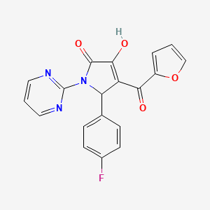(4E)-5-(4-fluorophenyl)-4-[furan-2-yl(hydroxy)methylidene]-1-(pyrimidin-2-yl)pyrrolidine-2,3-dione - 384374-66-7