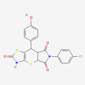 11-(4-chlorophenyl)-8-(4-hydroxyphenyl)-2,6-dithia-4,11-diazatricyclo[7.3.0.03,7]dodec-3(7)-ene-5,10,12-trione - 