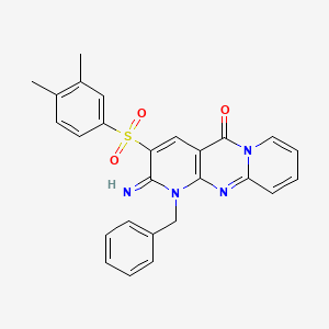 3-[(3,4-Dimethylphenyl)sulfonyl]-2-imino-1-benzyl-1,6-dihydropyridino[1,2-a]py ridino[2,3-d]pyrimidin-5-one - 