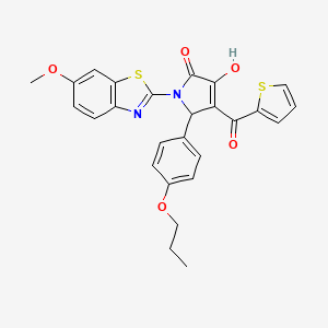 (4E)-4-[hydroxy(thiophen-2-yl)methylidene]-1-(6-methoxy-1,3-benzothiazol-2-yl)-5-(4-propoxyphenyl)pyrrolidine-2,3-dione - 