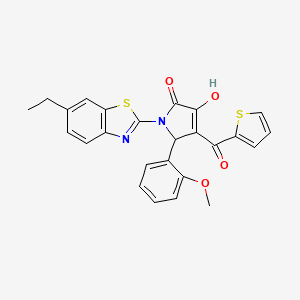 (4E)-1-(6-ethyl-1,3-benzothiazol-2-yl)-4-[hydroxy(thiophen-2-yl)methylidene]-5-(2-methoxyphenyl)pyrrolidine-2,3-dione - 