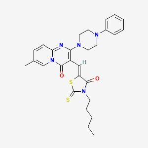 7-methyl-3-[(Z)-(4-oxo-3-pentyl-2-thioxo-1,3-thiazolidin-5-ylidene)methyl]-2-(4-phenylpiperazin-1-yl)-4H-pyrido[1,2-a]pyrimidin-4-one - 