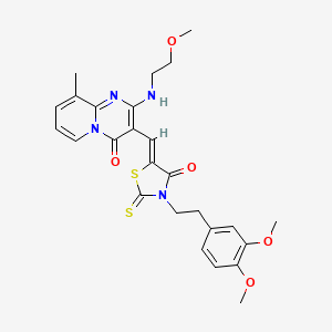 3-[(Z)-{3-[2-(3,4-dimethoxyphenyl)ethyl]-4-oxo-2-thioxo-1,3-thiazolidin-5-ylidene}methyl]-2-[(2-methoxyethyl)amino]-9-methyl-4H-pyrido[1,2-a]pyrimidin-4-one - 