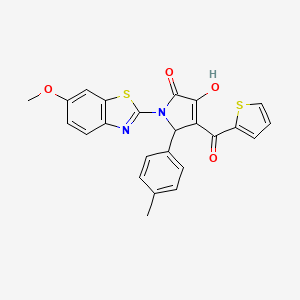 (4E)-4-[hydroxy(thiophen-2-yl)methylidene]-1-(6-methoxy-1,3-benzothiazol-2-yl)-5-(4-methylphenyl)pyrrolidine-2,3-dione - 