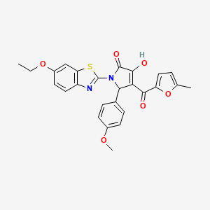 (4E)-1-(6-ethoxy-1,3-benzothiazol-2-yl)-4-[hydroxy(5-methylfuran-2-yl)methylidene]-5-(4-methoxyphenyl)pyrrolidine-2,3-dione - 