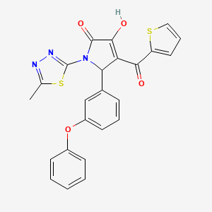 (4E)-4-[hydroxy(thiophen-2-yl)methylidene]-1-(5-methyl-1,3,4-thiadiazol-2-yl)-5-(3-phenoxyphenyl)pyrrolidine-2,3-dione - 