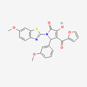 (4E)-4-[furan-2-yl(hydroxy)methylidene]-1-(6-methoxy-1,3-benzothiazol-2-yl)-5-(3-methoxyphenyl)pyrrolidine-2,3-dione - 