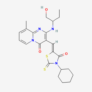 3-[(Z)-(3-cyclohexyl-4-oxo-2-thioxo-1,3-thiazolidin-5-ylidene)methyl]-2-[(1-hydroxybutan-2-yl)amino]-9-methyl-4H-pyrido[1,2-a]pyrimidin-4-one - 