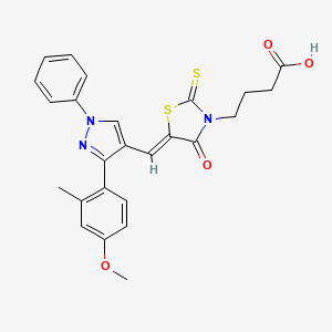 4-[(5Z)-5-{[3-(4-methoxy-2-methylphenyl)-1-phenyl-1H-pyrazol-4-yl]methylidene}-4-oxo-2-thioxo-1,3-thiazolidin-3-yl]butanoic acid - 