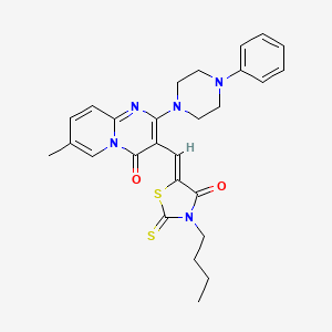 3-[(Z)-(3-butyl-4-oxo-2-thioxo-1,3-thiazolidin-5-ylidene)methyl]-7-methyl-2-(4-phenylpiperazin-1-yl)-4H-pyrido[1,2-a]pyrimidin-4-one - 