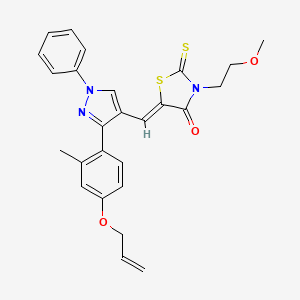 (5Z)-3-(2-methoxyethyl)-5-({3-[2-methyl-4-(prop-2-en-1-yloxy)phenyl]-1-phenyl-1H-pyrazol-4-yl}methylidene)-2-thioxo-1,3-thiazolidin-4-one - 