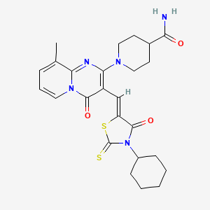 1-{3-[(Z)-(3-cyclohexyl-4-oxo-2-thioxo-1,3-thiazolidin-5-ylidene)methyl]-9-methyl-4-oxo-4H-pyrido[1,2-a]pyrimidin-2-yl}piperidine-4-carboxamide - 