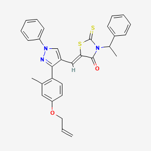 (5Z)-5-({3-[2-methyl-4-(prop-2-en-1-yloxy)phenyl]-1-phenyl-1H-pyrazol-4-yl}methylidene)-3-(1-phenylethyl)-2-thioxo-1,3-thiazolidin-4-one - 