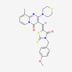 3-{(Z)-[3-(4-methoxybenzyl)-4-oxo-2-thioxo-1,3-thiazolidin-5-ylidene]methyl}-9-methyl-2-(thiomorpholin-4-yl)-4H-pyrido[1,2-a]pyrimidin-4-one - 