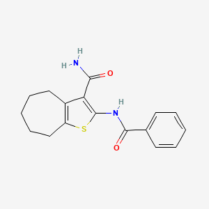 2-[(phenylcarbonyl)amino]-5,6,7,8-tetrahydro-4H-cyclohepta[b]thiophene-3-carboxamide - 300574-38-3