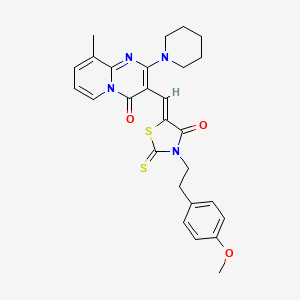 3-[(Z)-{3-[2-(4-methoxyphenyl)ethyl]-4-oxo-2-thioxo-1,3-thiazolidin-5-ylidene}methyl]-9-methyl-2-(piperidin-1-yl)-4H-pyrido[1,2-a]pyrimidin-4-one - 