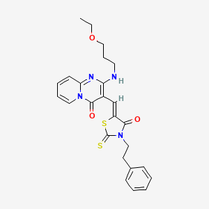 2-[(3-ethoxypropyl)amino]-3-{(Z)-[4-oxo-3-(2-phenylethyl)-2-thioxo-1,3-thiazolidin-5-ylidene]methyl}-4H-pyrido[1,2-a]pyrimidin-4-one - 