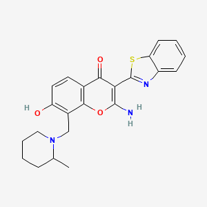 2-Amino-3-benzothiazol-2-yl-7-hydroxy-8-(2-methyl-piperidin-1-ylmethyl)-chromen-4-one - 