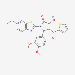(4E)-5-(3,4-dimethoxyphenyl)-1-(6-ethyl-1,3-benzothiazol-2-yl)-4-[hydroxy(thiophen-2-yl)methylidene]pyrrolidine-2,3-dione - 