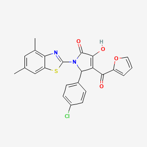 (4E)-5-(4-chlorophenyl)-1-(4,6-dimethyl-1,3-benzothiazol-2-yl)-4-[furan-2-yl(hydroxy)methylidene]pyrrolidine-2,3-dione - 