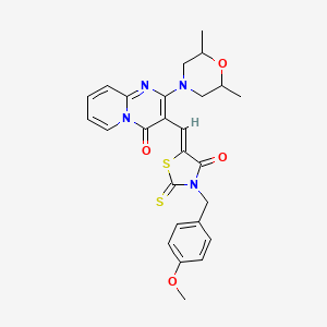 2-(2,6-dimethylmorpholin-4-yl)-3-{(Z)-[3-(4-methoxybenzyl)-4-oxo-2-thioxo-1,3-thiazolidin-5-ylidene]methyl}-4H-pyrido[1,2-a]pyrimidin-4-one - 