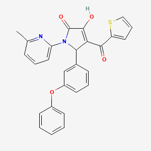(E)-[1-(6-methylpyridinium-2-yl)-4,5-dioxo-2-(3-phenoxyphenyl)pyrrolidin-3-ylidene](thiophen-2-yl)methanolate - 