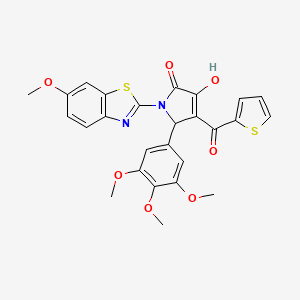 (4E)-4-[hydroxy(thiophen-2-yl)methylidene]-1-(6-methoxy-1,3-benzothiazol-2-yl)-5-(3,4,5-trimethoxyphenyl)pyrrolidine-2,3-dione - 