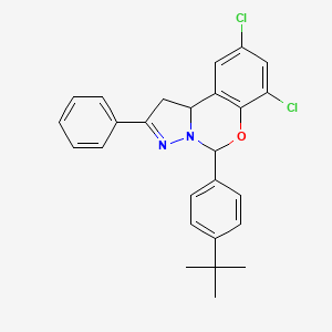 5-(4-Tert-butylphenyl)-7,9-dichloro-2-phenyl-1,10b-dihydropyrazolo[1,5-c][1,3]benzoxazine - 