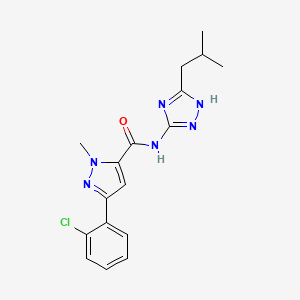 3-(2-chlorophenyl)-1-methyl-N-[3-(2-methylpropyl)-1H-1,2,4-triazol-5-yl]-1H-pyrazole-5-carboxamide - 