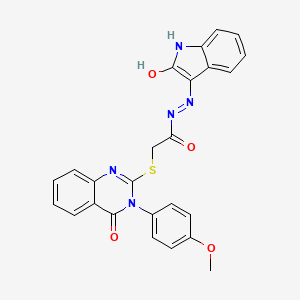 2-{[3-(4-methoxyphenyl)-4-oxo-3,4-dihydroquinazolin-2-yl]sulfanyl}-N'-[(3E)-2-oxo-1,2-dihydro-3H-indol-3-ylidene]acetohydrazide - 