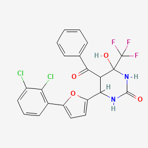 {6-[5-(2,3-Dichlorophenyl)furan-2-yl]-2,4-dihydroxy-4-(trifluoromethyl)-1,4,5,6-tetrahydropyrimidin-5-yl}(phenyl)methanone - 