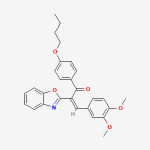 (2Z)-2-(1,3-benzoxazol-2-yl)-1-(4-butoxyphenyl)-3-(3,4-dimethoxyphenyl)prop-2-en-1-one - 