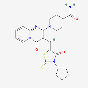 1-{3-[(Z)-(3-cyclopentyl-4-oxo-2-thioxo-1,3-thiazolidin-5-ylidene)methyl]-4-oxo-4H-pyrido[1,2-a]pyrimidin-2-yl}piperidine-4-carboxamide - 