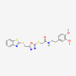2-({5-[(1,3-benzothiazol-2-ylsulfanyl)methyl]-1,3,4-oxadiazol-2-yl}sulfanyl)-N-[2-(3,4-dimethoxyphenyl)ethyl]acetamide - 