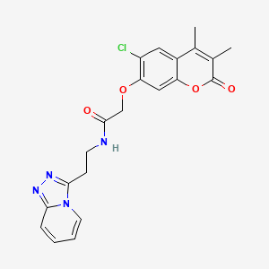 2-[(6-chloro-3,4-dimethyl-2-oxo-2H-chromen-7-yl)oxy]-N-[2-([1,2,4]triazolo[4,3-a]pyridin-3-yl)ethyl]acetamide - 