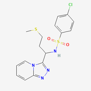 4-chloro-N-[3-(methylsulfanyl)-1-([1,2,4]triazolo[4,3-a]pyridin-3-yl)propyl]benzenesulfonamide - 