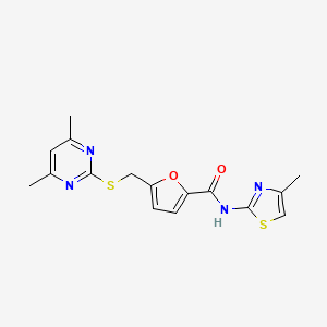 5-(((4,6-dimethylpyrimidin-2-yl)thio)methyl)-N-(4-methylthiazol-2-yl)furan-2-carboxamide - 